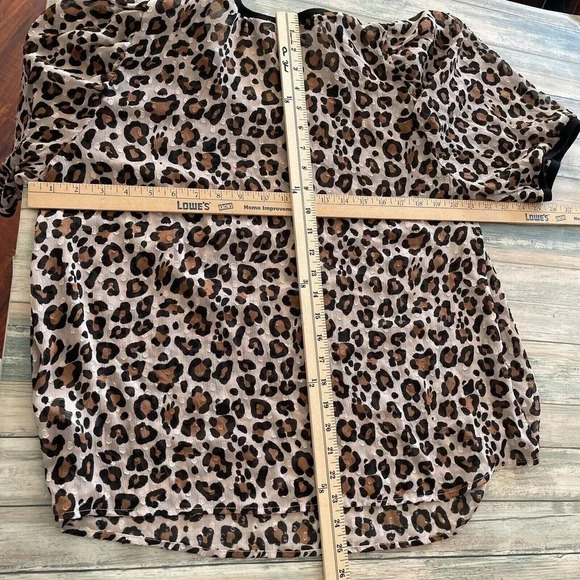 A New Day Womens Leopard Print Top Plus Size XXL Sheer Neutral Animal Print Boho - Picture 8 of 12